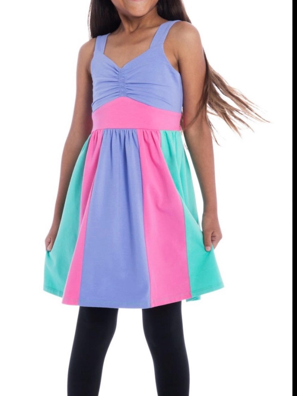 fabkids Lavender, Pink & Mint Colorblock Sleeveless Dress